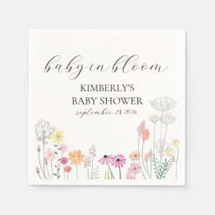 Kleurrijke Spring Wildflower baby shower Servet
