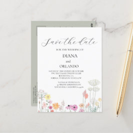 Kleurrijke Spring Wildflower bewaar de datum Briefkaart