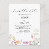 Kleurrijke Spring Wildflower bewaar de datum Briefkaart (Voorkant)