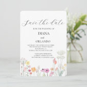 Kleurrijke Spring Wildflower bewaar de datum Kaart (Staand voorkant)