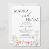 Kleurrijke Spring Wildflower foto bruiloft Kaart (Voorkant)