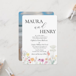 Kleurrijke Spring Wildflower foto bruiloft Kaart