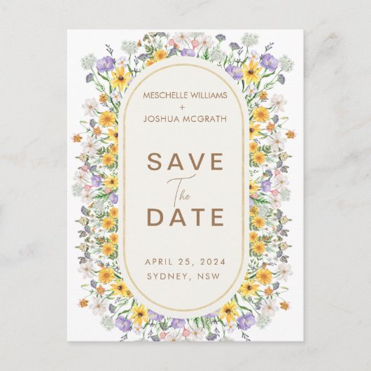 Kleurrijke Spring Wildflower Garden Save the Date Aankondigingskaart (Voorkant)