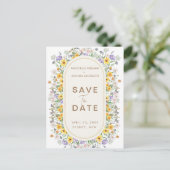Kleurrijke Spring Wildflower Garden Save the Date Aankondigingskaart (Staand voorkant)