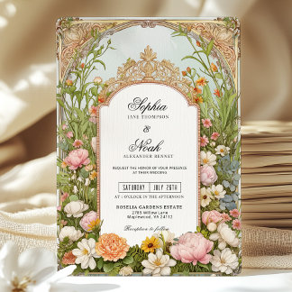 Kleurrijke Spring Wildflower Garden Wedding Kaart