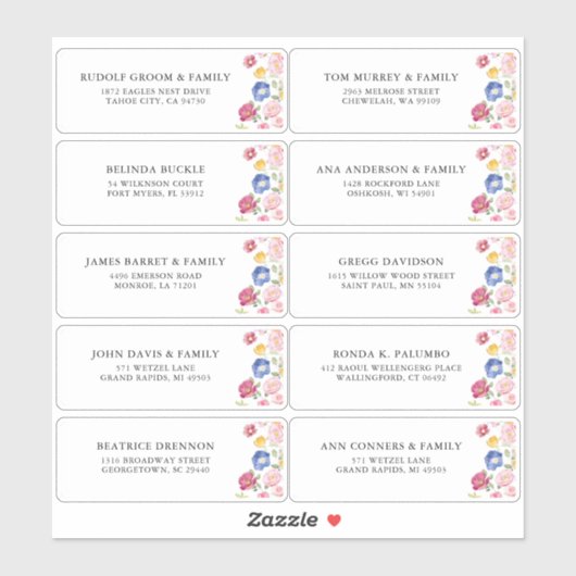 Kleurrijke Spring Wildflower Guest Address Label (Vel)