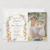 Kleurrijke Spring Wildflower Meadow doop foto Kaart (Voorkant)