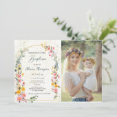 Kleurrijke Spring Wildflower Meadow doop foto Kaart (Staand voorkant)