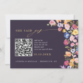 Kleurrijke Spring Wildflower Meadow Foto QR-code Save The Date (Voorkant)