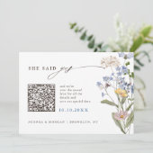 Kleurrijke Spring Wildflower Meadow Foto QR-code Save The Date (Staand voorkant)