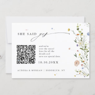 Kleurrijke Spring Wildflower Meadow Foto QR-code Save The Date