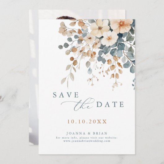 Kleurrijke Spring Wildflower Meadow Foto Save The Date (Voorkant / Achterkant)