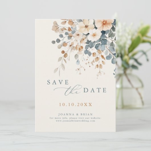 Kleurrijke  Spring Wildflower Meadow Foto Save The Date (Staand voorkant)