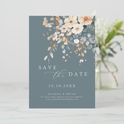 Kleurrijke Spring Wildflower Meadow Foto Save The Date (Staand voorkant)