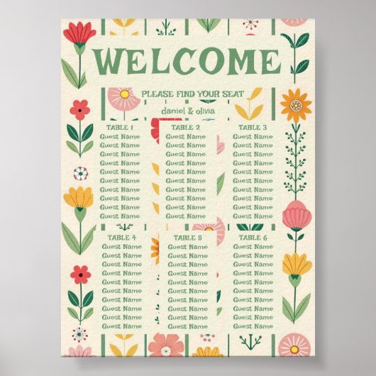Kleurrijke Spring Wildflower Meadow G Seating Char Poster (Voorkant)