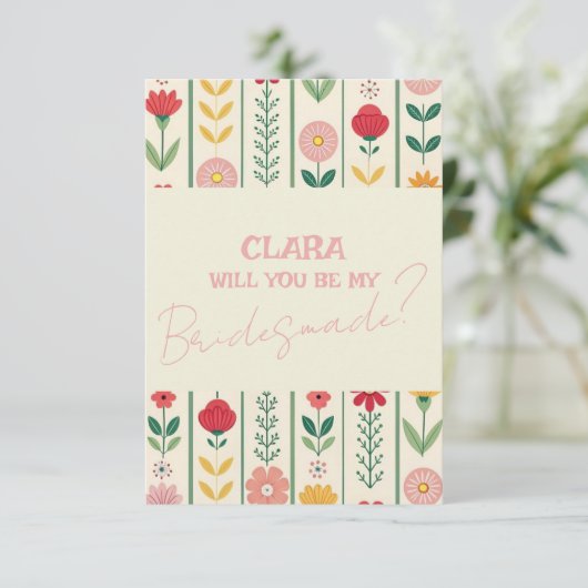 Kleurrijke Spring Wildflower Meadow Garden Bridesm Kaart (Staand voorkant)