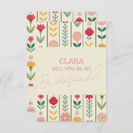Kleurrijke Spring Wildflower Meadow Garden Bridesm Kaart (Voorkant / Achterkant)