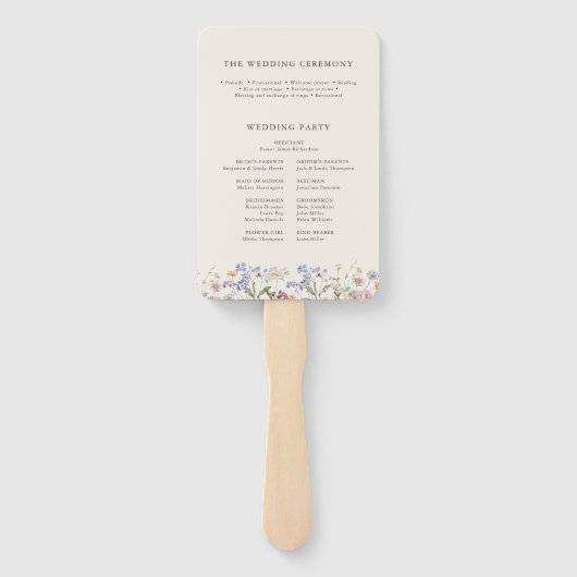 Kleurrijke Spring Wildflower Meadow Garden bruilof Handwaaier (Achterkant)