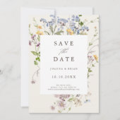 Kleurrijke Spring Wildflower Meadow Garden Foto Save The Date (Voorkant)