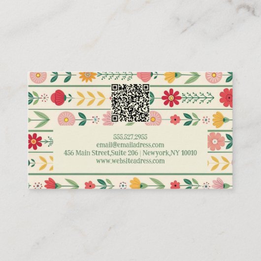 Kleurrijke Spring Wildflower Meadow Garden met QR Visitekaartje (Achterkant)