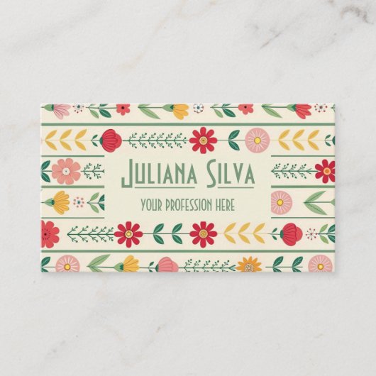 Kleurrijke Spring Wildflower Meadow Garden met QR Visitekaartje (Voorkant)