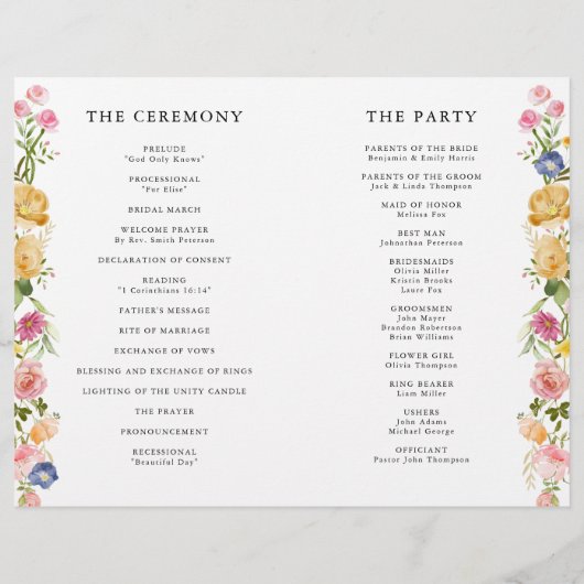 Kleurrijke Spring Wildflower Meadow Garden Program (Achterkant)