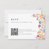 Kleurrijke Spring Wildflower Meadow Garden QR-code RSVP Kaartje (Voorkant)