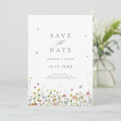 Kleurrijke Spring Wildflower Meadow Garden QR-code Save The Date (Staand voorkant)