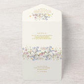 Kleurrijke Spring Wildflower Meadow Gold Wedding All In One Uitnodiging (Buitenkant)