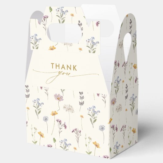 Kleurrijke Spring Wildflower Meadow Gold Wedding Bedankdoosjes (Geopend)