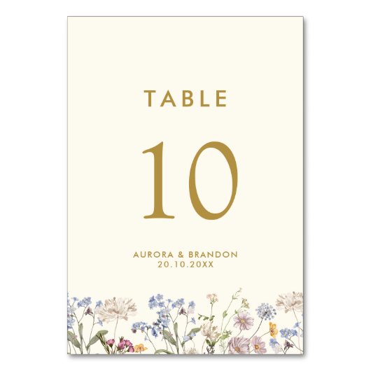Kleurrijke Spring Wildflower Meadow Gold Wedding Kaart (Voorkant)