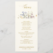 Kleurrijke Spring Wildflower Meadow Gold Wedding Menu (Voorkant)