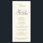 Kleurrijke Spring Wildflower Meadow Gold Wedding Menu<br><div class="desc">Leg het mooie van natuur vast op uw speciale dag met onze prachtige wildflower waterverf bruiloft menu. Elegant, uniek en bloeiend met liefde. Gebruik de tekstvelden om uw ontwerp te personaliseren met uw eigen formulering en details. Als u de lettertypestijl, kleur of tekstplaatsing wilt wijzigen, klikt u op de knop...</div>