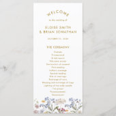 Kleurrijke Spring Wildflower Meadow Gold Wedding Programmakaart (Voorkant)