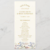 Kleurrijke Spring Wildflower Meadow Gold Wedding Programmakaart (Voorkant)