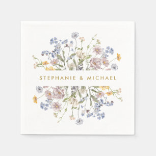 Kleurrijke Spring Wildflower Meadow Gold Wedding Servet