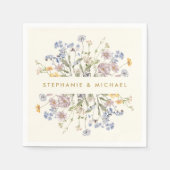 Kleurrijke Spring Wildflower Meadow Gold Wedding Servet (Voorkant)