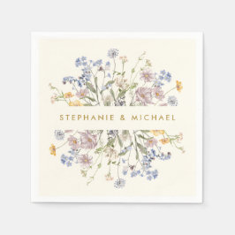 Kleurrijke Spring Wildflower Meadow Gold Wedding Servet