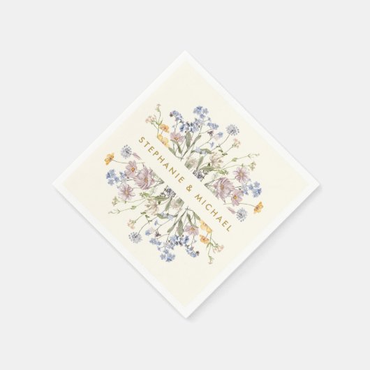 Kleurrijke Spring Wildflower Meadow Gold Wedding Servet (Hoek)