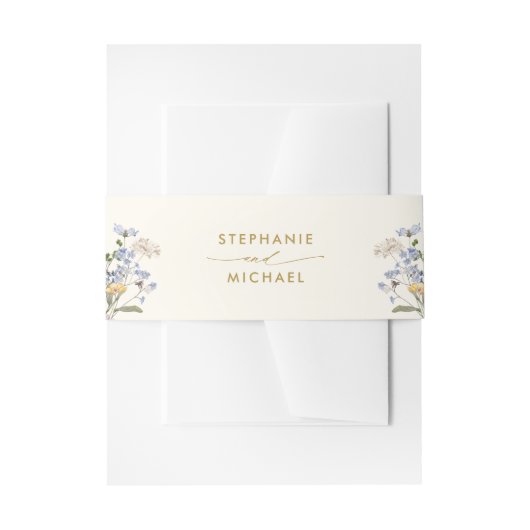 Kleurrijke Spring Wildflower Meadow Gold Wedding Uitnodigingen Wikkel (Voorkant Voorbeeld)