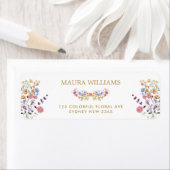 Kleurrijke Spring Wildflower Meadow Retouradres Etiket (Insitu)