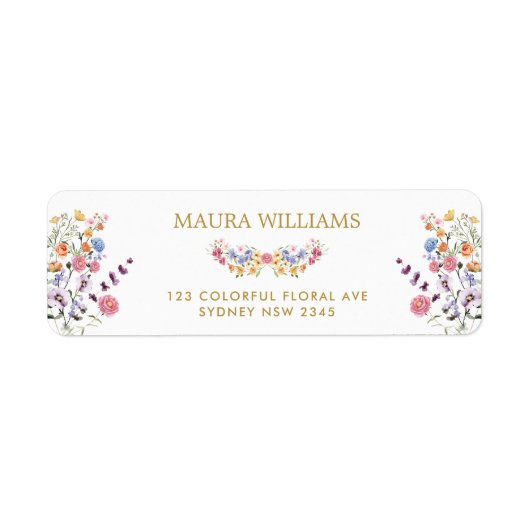 Kleurrijke Spring Wildflower Meadow Retouradres Etiket (Voorkant)