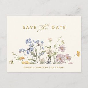 Kleurrijke Spring Wildflower Meadow Save the Date Briefkaart