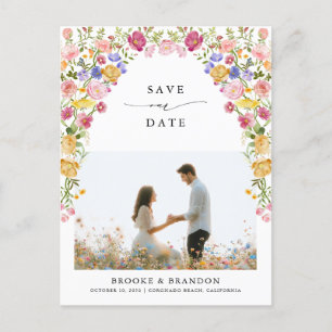 Kleurrijke Spring Wildflower Meadow Save the Date Briefkaart