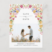 Kleurrijke Spring Wildflower Meadow Save the Date Briefkaart (Voorkant)