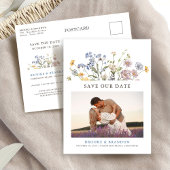 Kleurrijke Spring Wildflower Meadow Save the Date Briefkaart