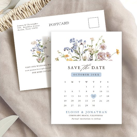 Kleurrijke Spring Wildflower Meadow Save the Date Briefkaart
