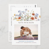 Kleurrijke Spring Wildflower Meadow Save the Date Briefkaart (Voorkant / Achterkant)