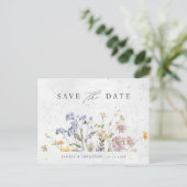 Kleurrijke Spring Wildflower Meadow Save the Date Briefkaart (Staand voorkant)