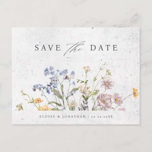 Kleurrijke Spring Wildflower Meadow Save the Date Briefkaart (Voorkant)